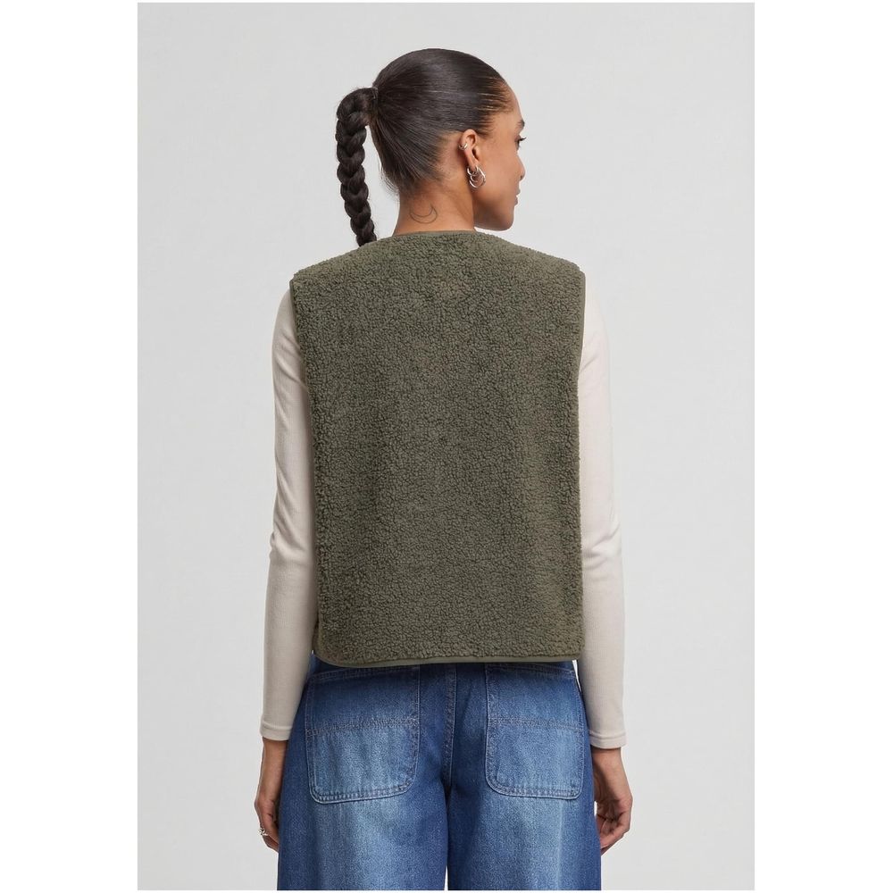 Urban Classics - Buttoned Teddy Sleeveless jacket - Olive green